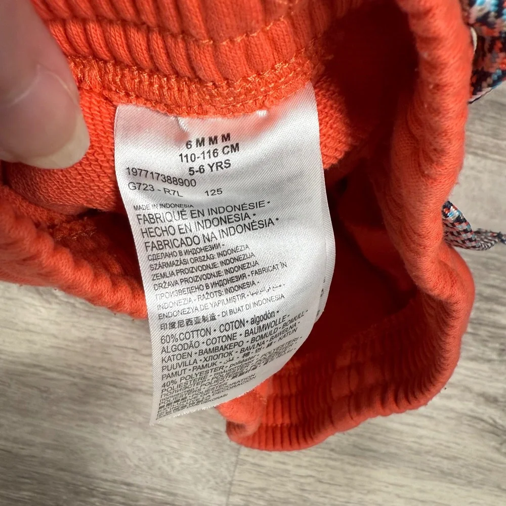 Converse Kids Orange Athletic Shorts Drawstring Logo Size 6 5-6 Years‎
